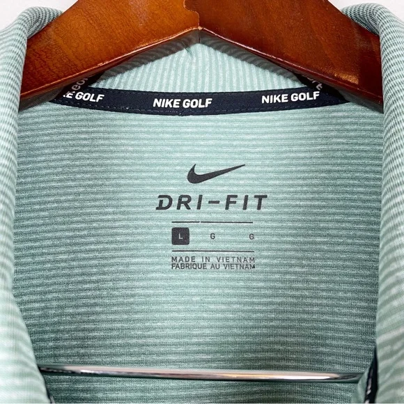 Nike Men's Green Striped Dri-Fit Golf Polo Size L - Picture 5 of 7